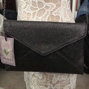 Black Bling Cross-Body Envelope Chain Strap Bag